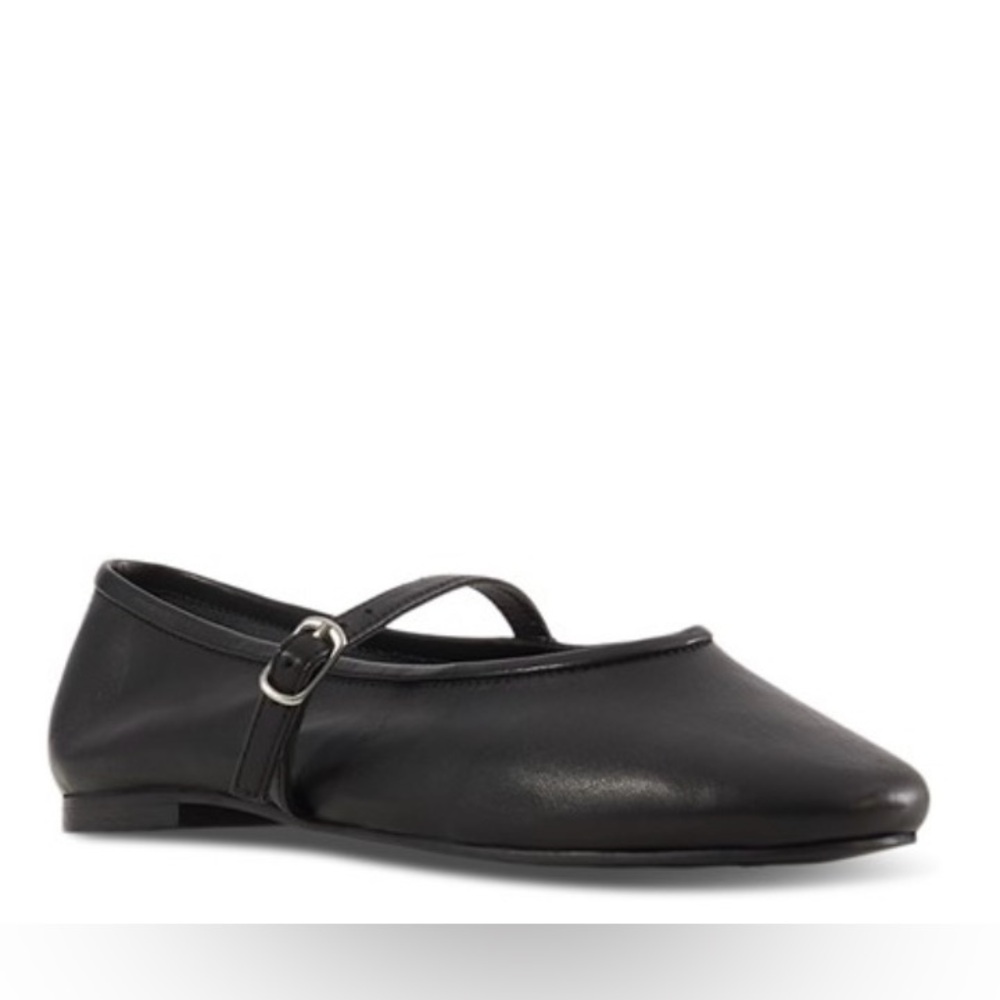 Pink Floyd Black Leather Mary Jane Flats